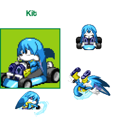 Complete turnaround playable character art for Kit, a character made for an addon to the fangame Dr. Robotnik's Ring Racers.
